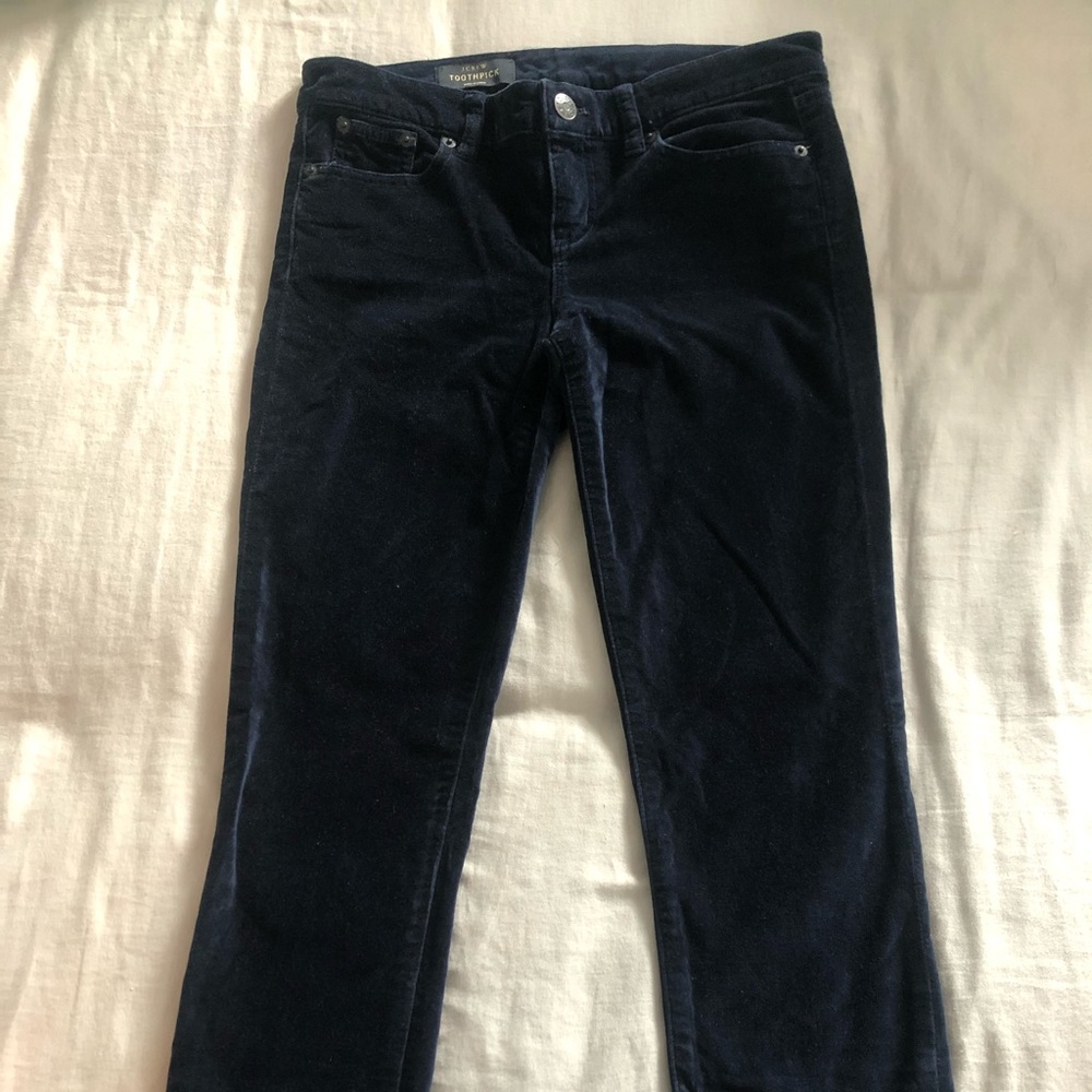 J Crew Toothpick Jean in Navy Blue Velvet Size 25